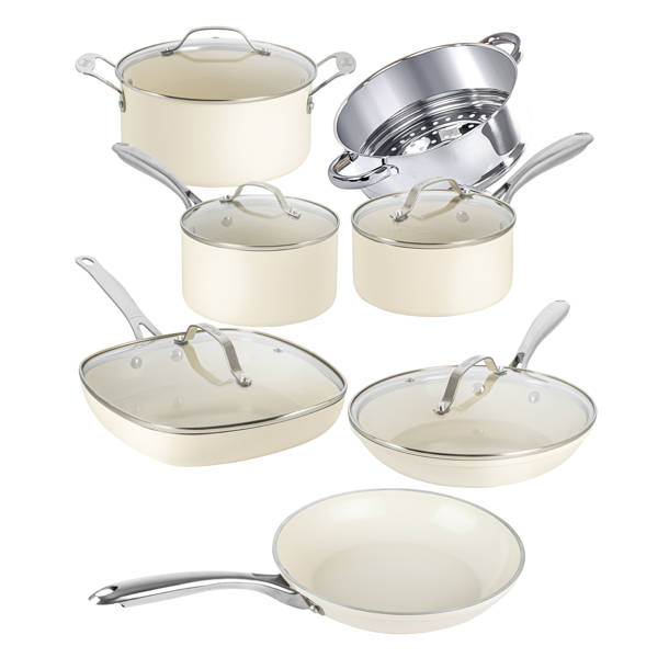 Gotham Steel Naturals Cream 12 Piece Ultra Nonstick Ceramic Cookware